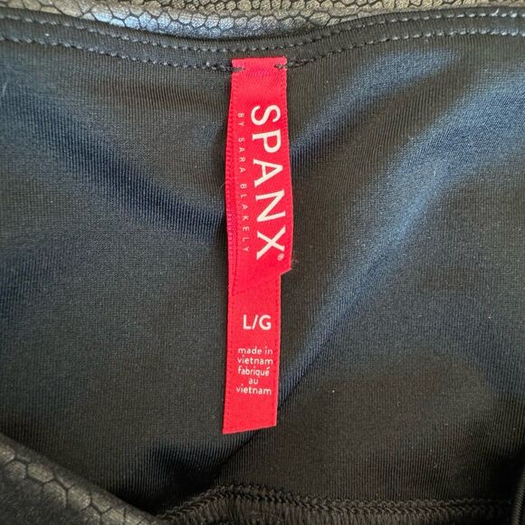 Spanx Power Waistband Faux Leather Pebble Leggings Size Large - Picture 12 of 12